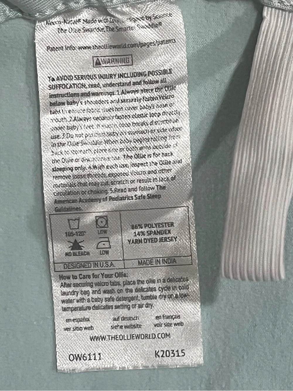 The Ollie Swaddle Sky Blue Adjustable Baby Swaddle One Size